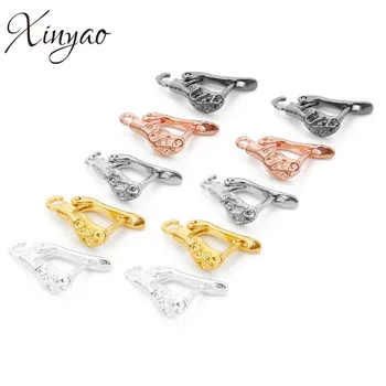 

XINYAO 10pcs/lot 10*19mm Copper U Shape Leaves Earring Clips Ear Hooks Earrings Findings For Components DIY Jewelry Findings