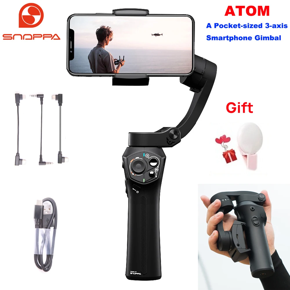 

Snoppa atom 3-Axis Handheld Gimbal Foldable Pocket-Sized Stabilizer for iPhone X huawei p30 Gopro hero 7 PK smooth 4