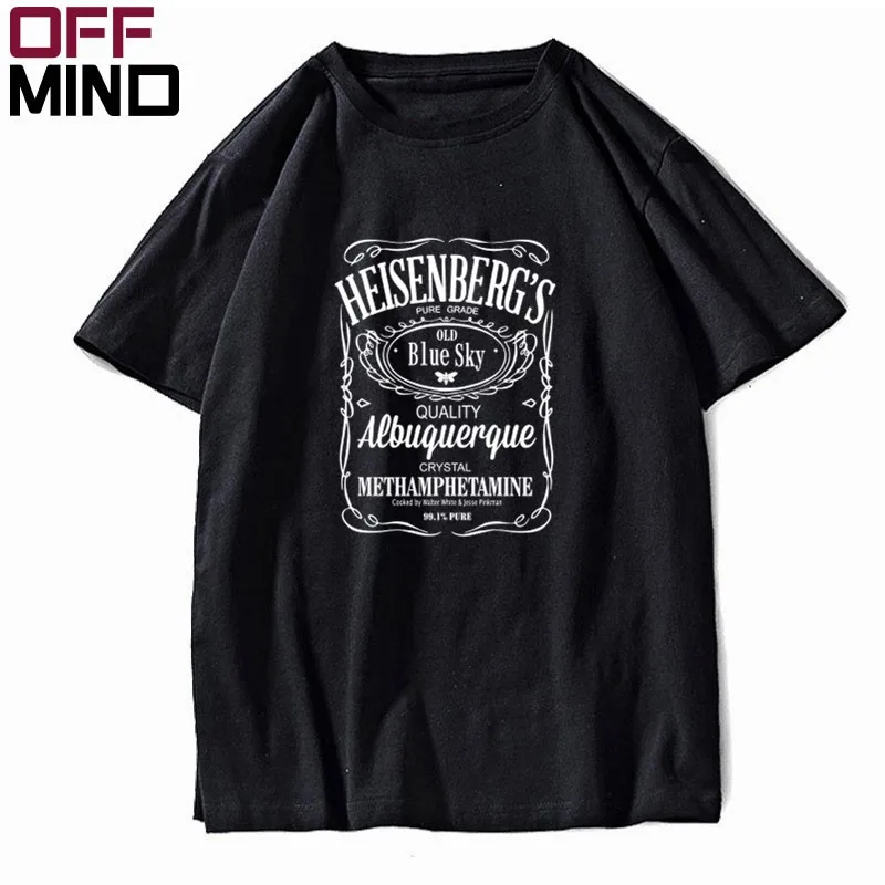 OFF MIND, Мужская футболка из чистого хлопка с коротким рукавом и надписью «breaking bad», повседневная Летняя мужская футболка heisenberg, крутая футболка, Мужская футболка R0111 - Цвет: BR0112OM-BLK2