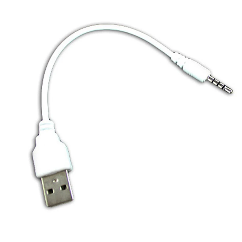 14cm White 3.5mm AUX Jack Plug to USB A Type Audio Cable Wire Line High Speed USB 2.0 Data