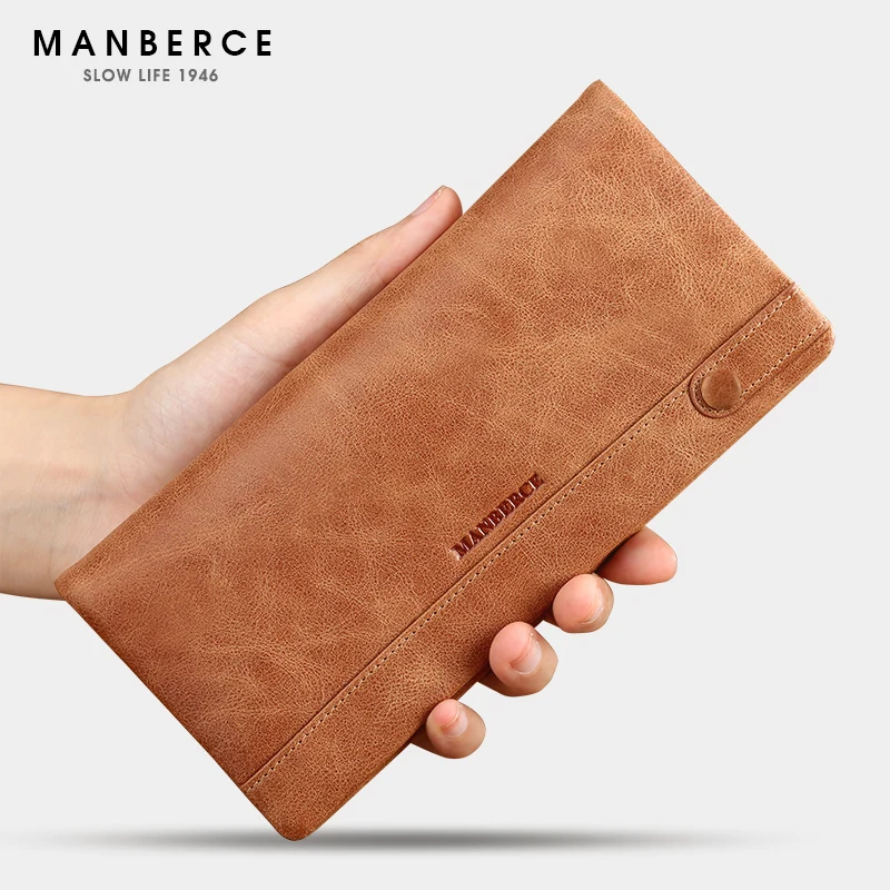 

MANBERCE Man Wallet Brand Mens Wallet Leather Genuine Men's Vintage Purse High Quality Cowhide Credit Card Holder Men Wallet