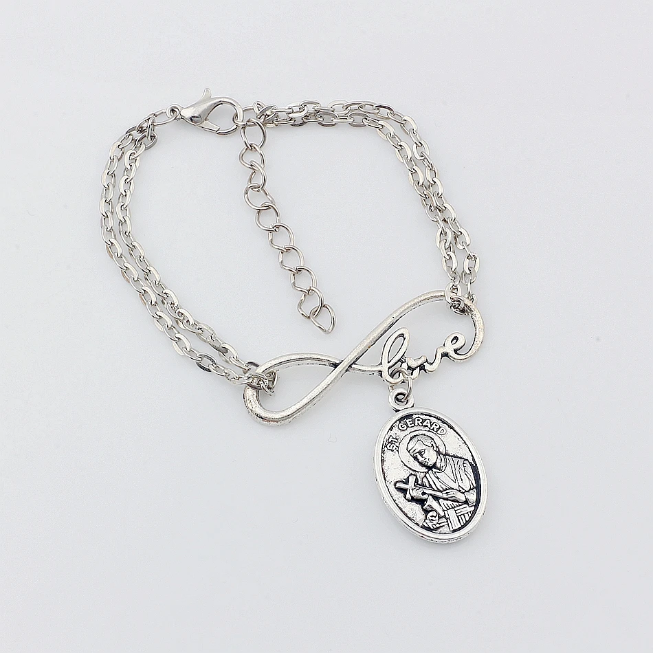 

20Pcs Fashion women Antique Silver Alloy Infinity San Judas Tadeo Key Religious charm Pendant Bracelet Chain Charm 4 style C-21