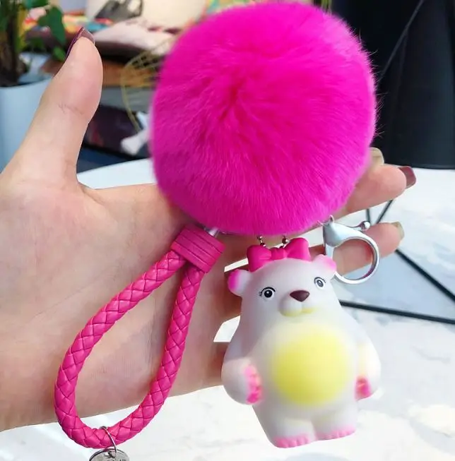 1 шт. милый мультяшный медведь кукла плюшевый брелок детские игрушки брелок в форме меховых шариков женский автомобильный кошелек сумка Подвеска для девочки плюшевая игрушка - Цвет: bear keychain6