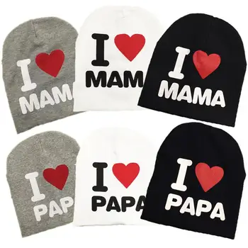 

Cute Letter I Love Mama Papa Baby Hat Cap Spring Autumn Girls Boys Knitted Cotton Beanie Kids Warm Caps