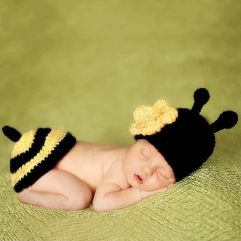 Hot newborn photo props baby photography bee costume crochet knitting