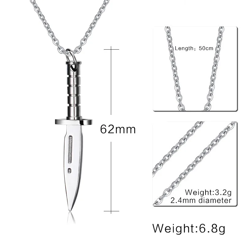 New Arrival Punk Stainless Steal Dagger Neckalce Trendy Simple Pendant & Necklace For Men Best Friend Gift (JewelOra PE101352)