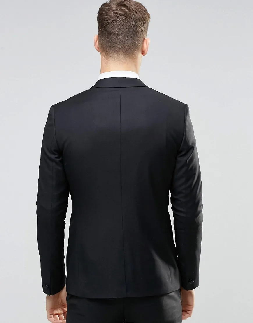 2017 Custom Made Suits Black Pesked Lapel One Button Suit Jacket Blazers Sets Mens Formal Wear(jacket+pants+vest+bow Tie)