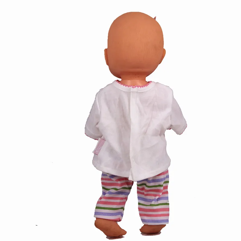 13 дюймов Одежда для кукол 35 см Nenuco Ropa Accesorios Nenuco 35 см детская кукла хорошее качество Мягкая Белая Футболка с рукавами штаны в полоску