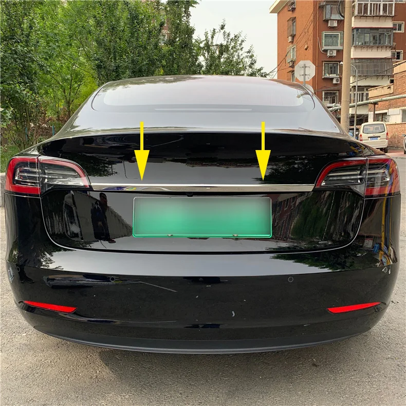

Stainless Steel Trunk Tailgate Strips Trims Molding Accessories For Tesla Model 3 Standard Range Plus Performance