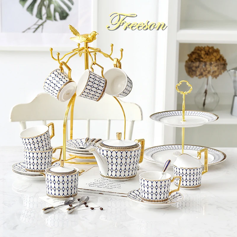 

Nordic Bone China Coffee Set Gold Inlay Porcelain Tea Set Luxury Pot Cup Advanced Ceramic Mug Sugar Bowl Creamer Teapot Milk Jug