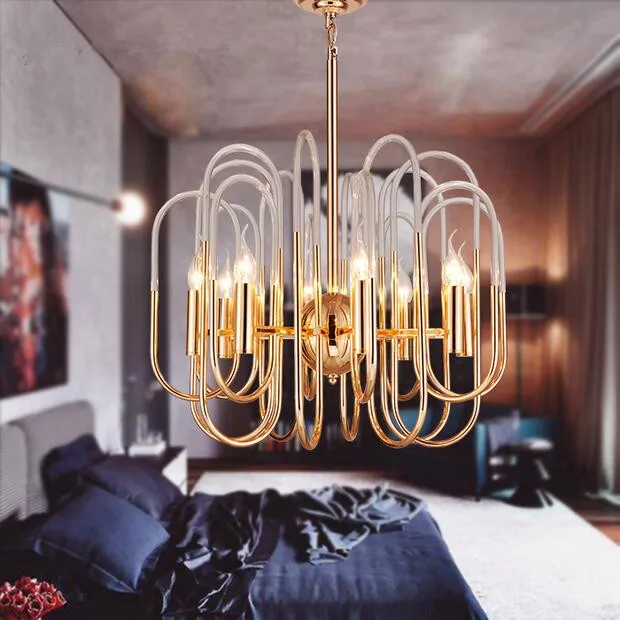 

LED 11W-15W Simple Personality New Acrylic Rod Bent Pipe Engineering Study Villa Living Room Pendant Lights 220-240V @-9
