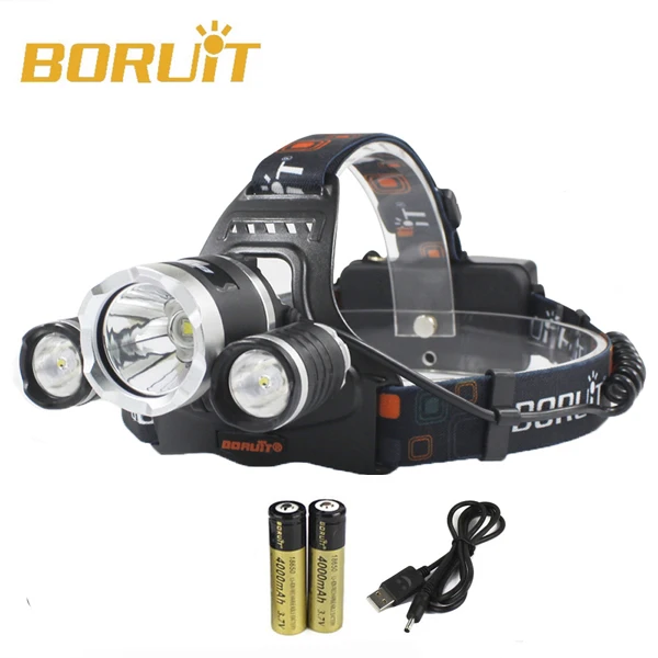 BORUIT 8000лм 3x XM-L2 светодиодный налобный фонарь+ 2X18650+ AC/USB зарядное устройство для велоспорта велосипедный фонарь на открытом воздухе Головной фонарь - Испускаемый цвет: C