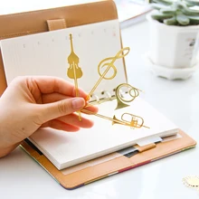 5 шт. Западный музыкальный инструмент металлическая музыкальная закладка для заметок рог труба скрипка оборудование Обучение Канцелярские Закладка для книг