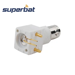 Superbat 10pcs BNC Commercial through hole Female Right Angle PCB Mount RF Coaxial Connector