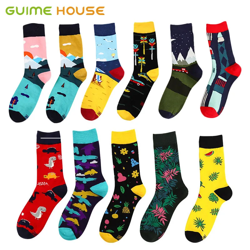 GUIME HOUSE счастливые мужские носки смешное искусство платье летние модные уличные