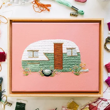 

3D Embroidery DIY Cross Stitch Kits Cartoon Flower Patterns Needlework Set with Embroidery Hoop Handmade Arts Crafts Sewing Gift