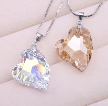

Fashion jewelry Best Quality 100% 925 sterling silver Crystal from Swarovskis Pendant Necklaces Women Handmade Maxi Collares