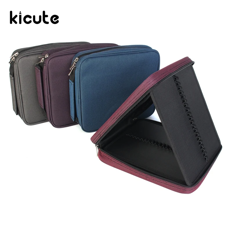 

Kicute New 120 Slots Large Capacity Oxford Canvas 4 Layers School Pencil Case Pencil Bag Art Marker Pen Holder School Supplies