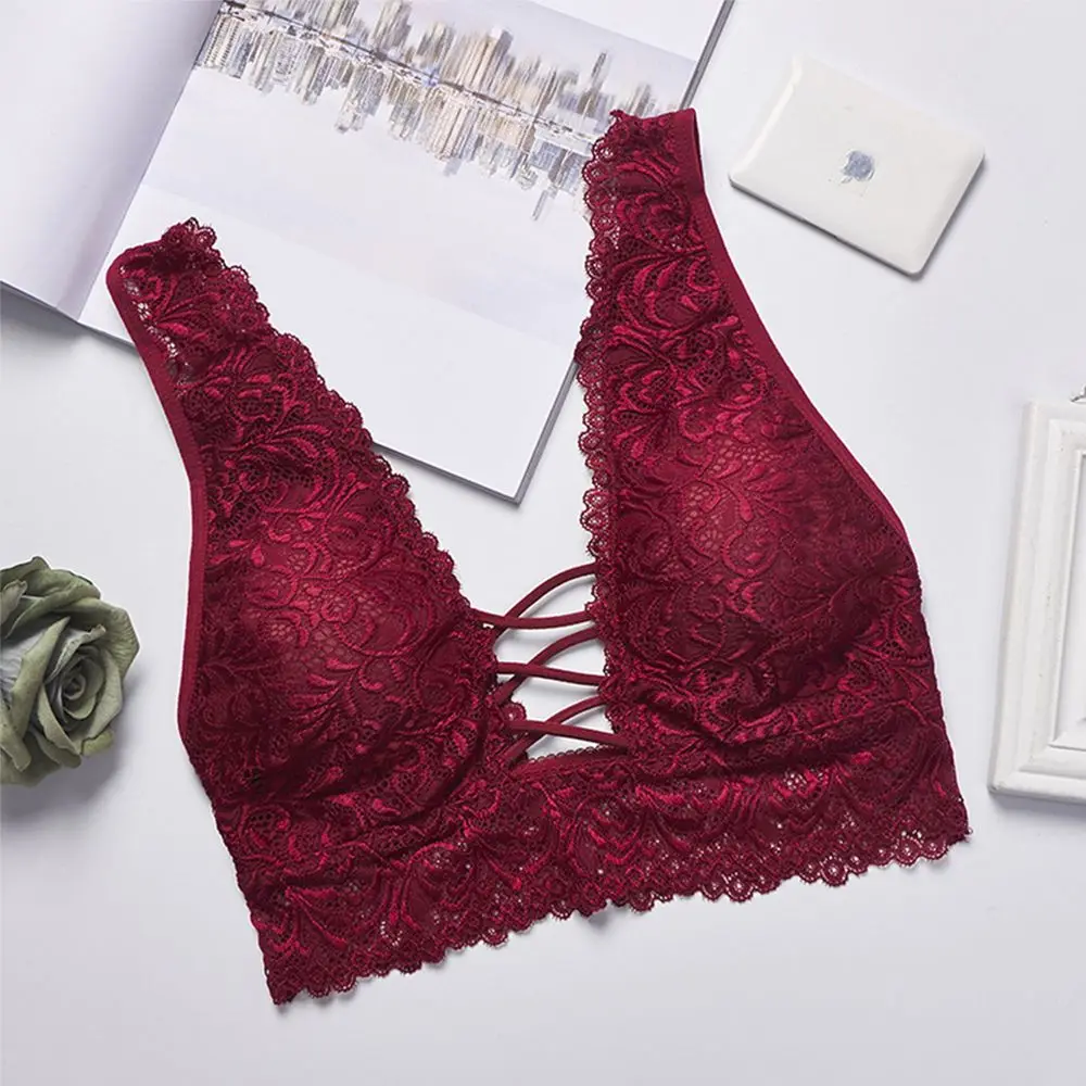 Широкий ремень Lace Bralette мягкие бюстгальтеры Глубокий V стрейч спальный бюстгальтер без швов Беспроводной бюстгальтер нижнее белье Для женщин