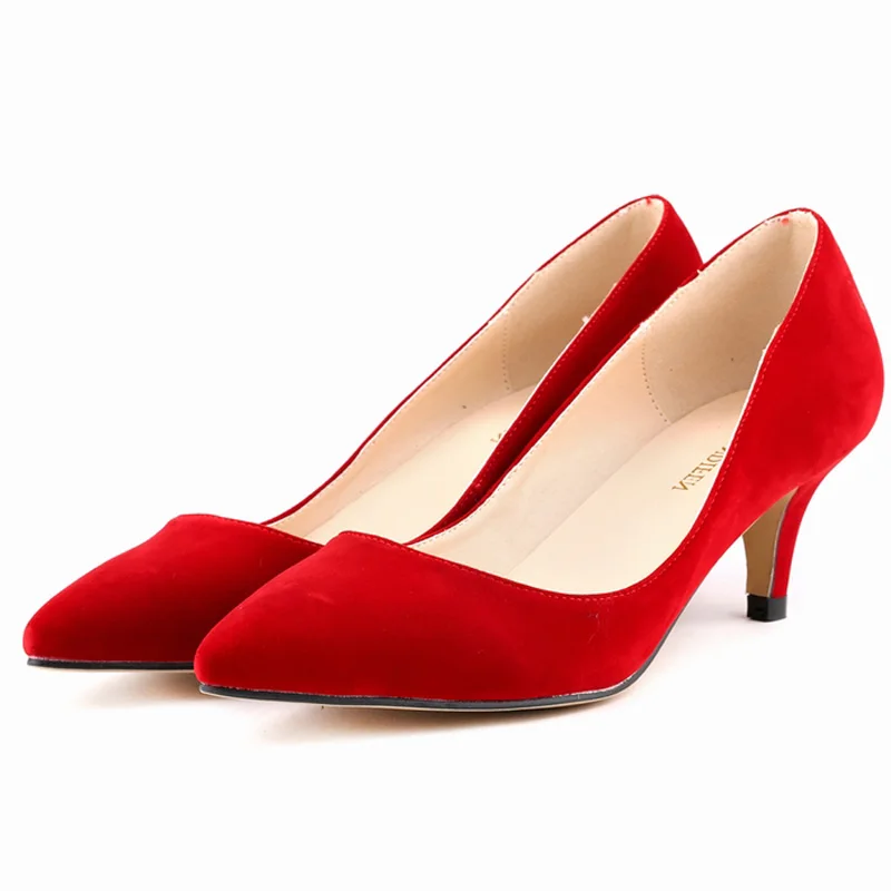 red small heel shoes