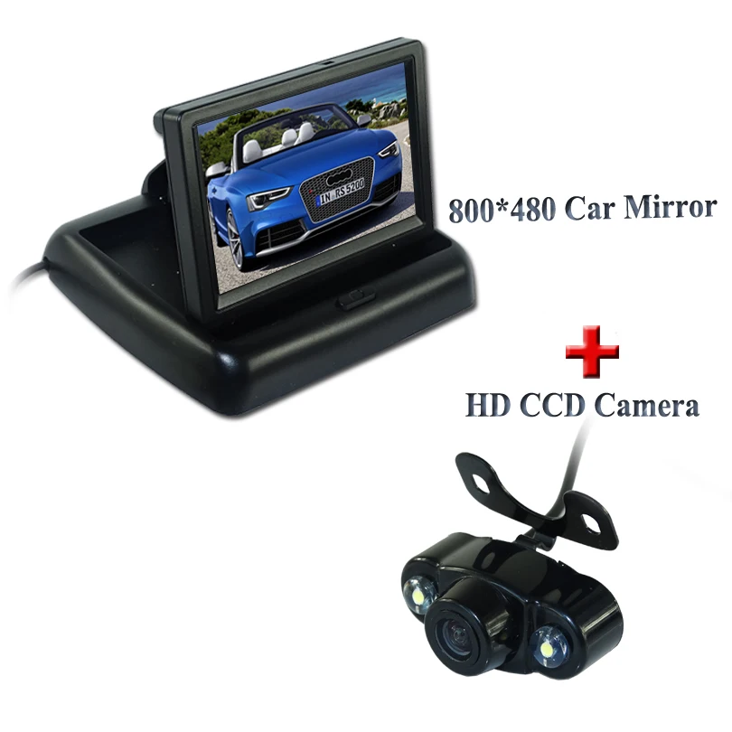 HD 800*480 4 3 &quotTFT LCD Зеркало заднего вида монитор видео плеер 2 вход для камеры