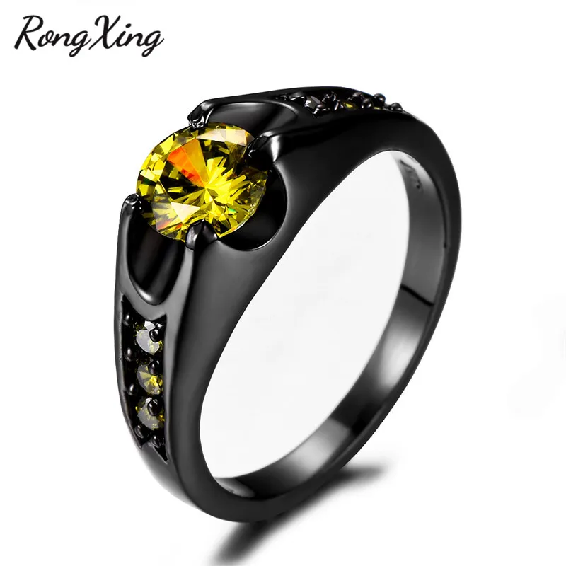 RongXing стильный круглый камень рожденных в августе оливково зеленые кольца для