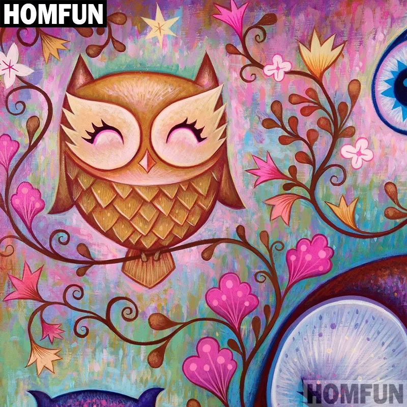 

HOMFUN Full Square/Round Drill 5D DIY Diamond Painting "Cartoon owl" Embroidery Cross Stitch 5D Home Decor Gift A06510