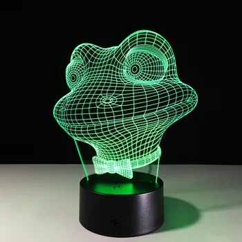 

Cute Frog 3D LED Night Light Hot Sale Touch Base Colorful Acrylic Animal Mood Table Lamp Atmosphere Illusion 3d Lamp