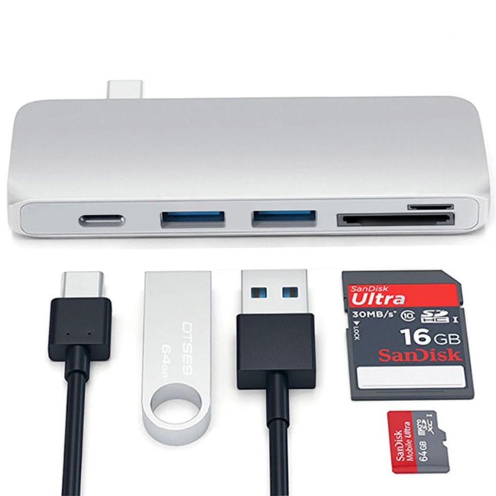 10pcs/lot 5 in 1 USB Type C HUB Multi Type C Splitter Adapter USB 3.0 OTG Combo Card Reader HUB for Macbook Dell XPS Chromebook 10pcs/lot 5 in 1 USB Type C HUB Multi Type C Splitter Adapter USB 3.0 OTG Combo Card Reader HUB for Macbook Dell XPS Chromebook