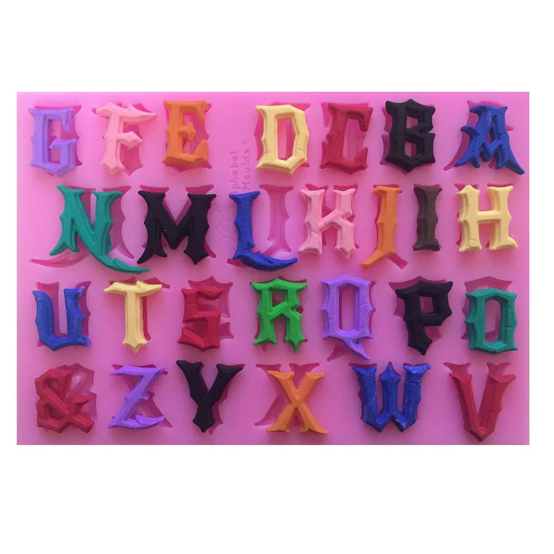 

English Letter Art Alphabet Shape Silicone Cake Mold,Cookie Jelly Chocolate Candy Baking Mould Fondant Cake Decorating Tools