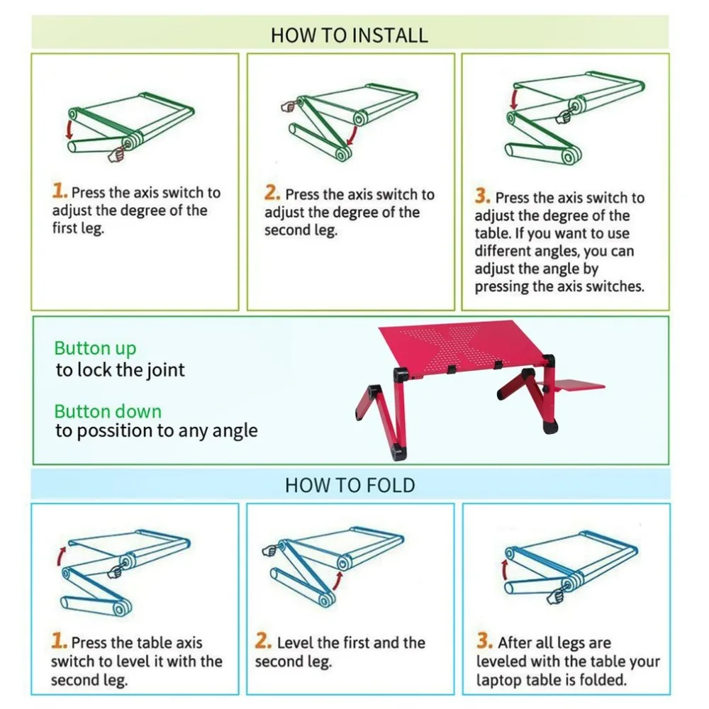 Столы для ноутбуков из алюминиевого сплава, регулируемая складная компьютерная подставка для ноутбука, раскладная настольная подставка для дивана, кровати