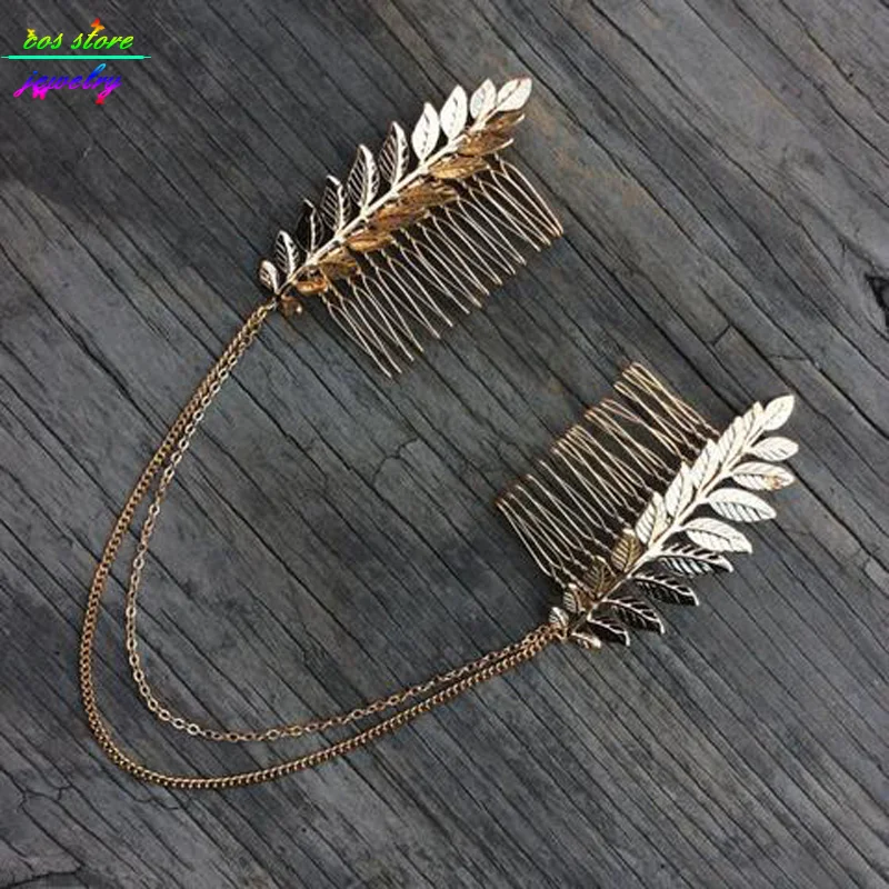 3 Styles ! 2017 Summer Style Bohemia Leaves Head Crown Gold/Silver Chain And Leaves Hair Comb Wedding Hair Accessories Bijoux - Image 4