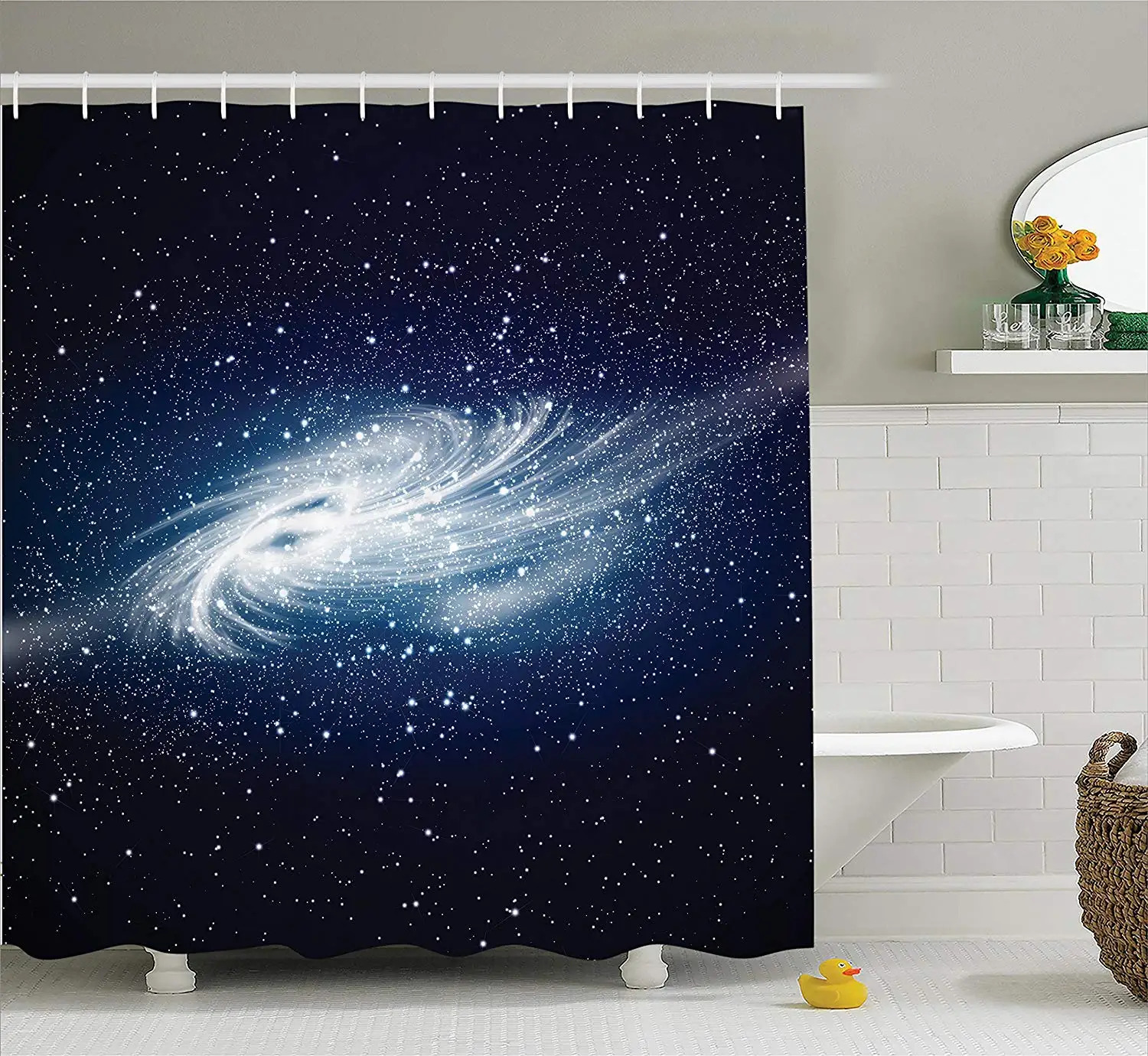 Space Shower Curtain Spiral Galaxy Image Space and Stars Celestial