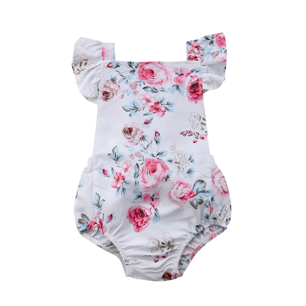 Newborn Infant Baby Girls Summer Rompers Short Sleeves Backless Floral ...