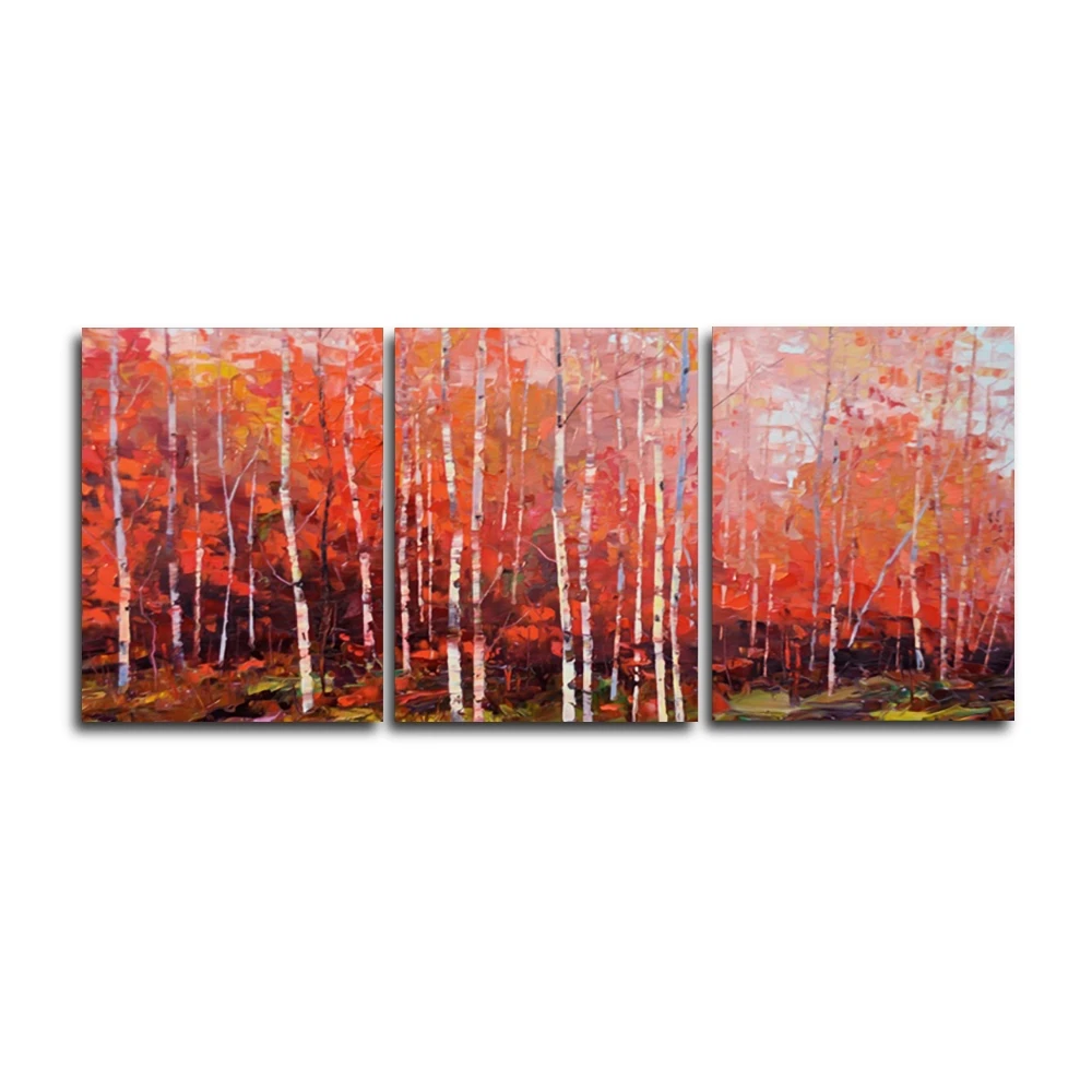 

Laeacco 3 Panel Graffiti Autumn Maple Forest Posters Prints Canvas Calligraphy Painting Wall Art Nordic Home Living Room Decor