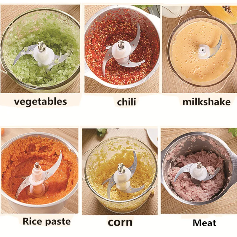 Household Food Processor Meat Kitchen Blender Stainless Steel kitchen tools Meat Grinder Chopper Electric Mincing Machine