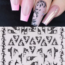 1 лист русские лозы стикеры 3D на ногти Nail Art черный arabessque ногтей переводные наклейки на ногти клейкие наклейки татуировки слайды