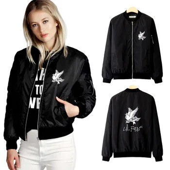 

Lil Peep Bomber Zipper Jacket Women Harajuku Streetwear Hip Hop Long Sleeve Tops Thin Slim Zipper Jacket Outwear Women Spring