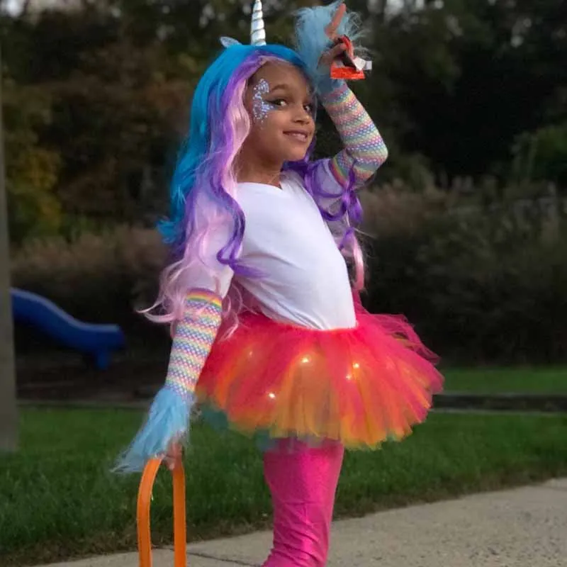 Радужный Единорог Косплей парик повязка на голову костюмы на Хэллоуин для детей взрослых день рождения Девичник девушка ночь Украшение подарок