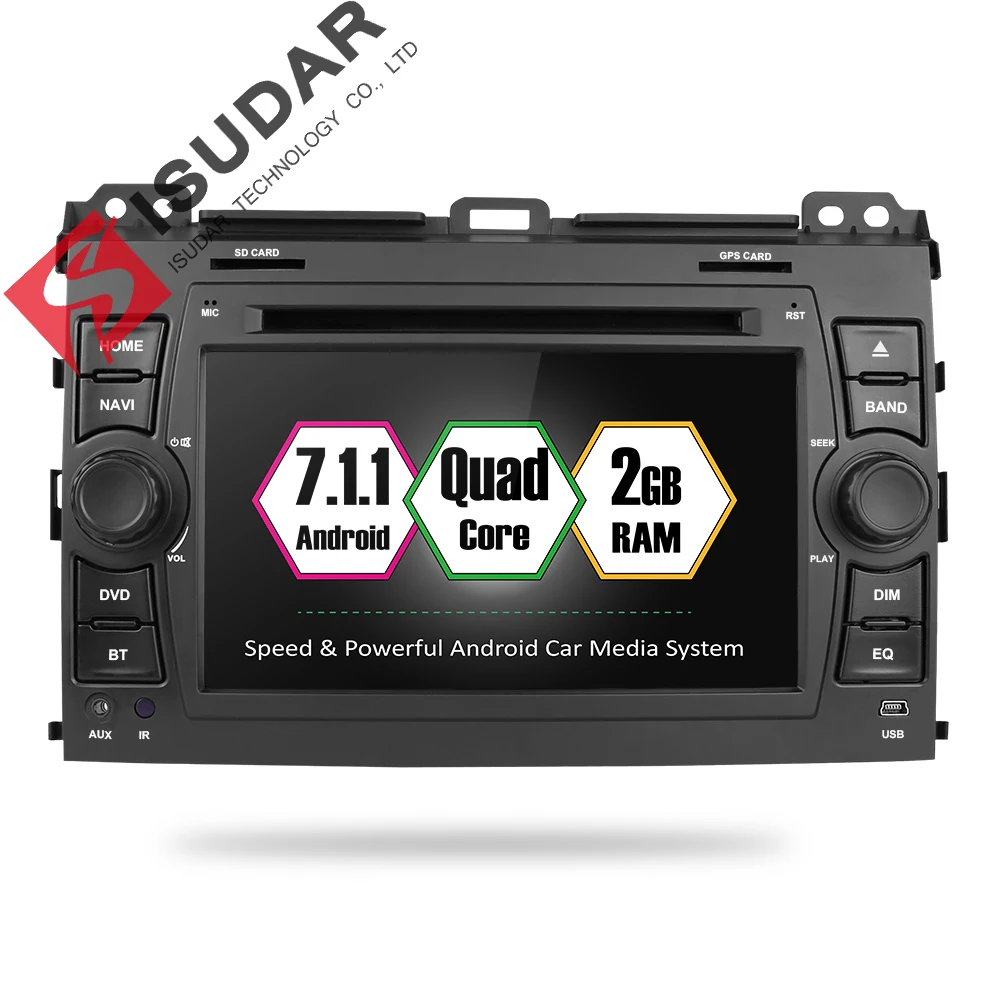 

Isudar Car Multimedia player 2 din Auto DVD android 7.1.1 7 Inch For Toyota/Prado 120 2004-2009 Quad Cores 2GB RAM Radio GPS