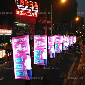 

8PCS Battery Powered LED Walking Advertising Billboard 63x120cm,Human Single Side Backpack LED Boards