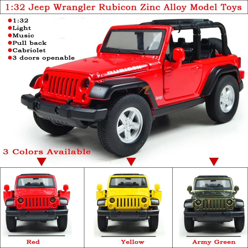 Jeep Wrangler Rubicon модель Diecasts из цинкового сплава 1 шт. с высокой имитацией 1:32