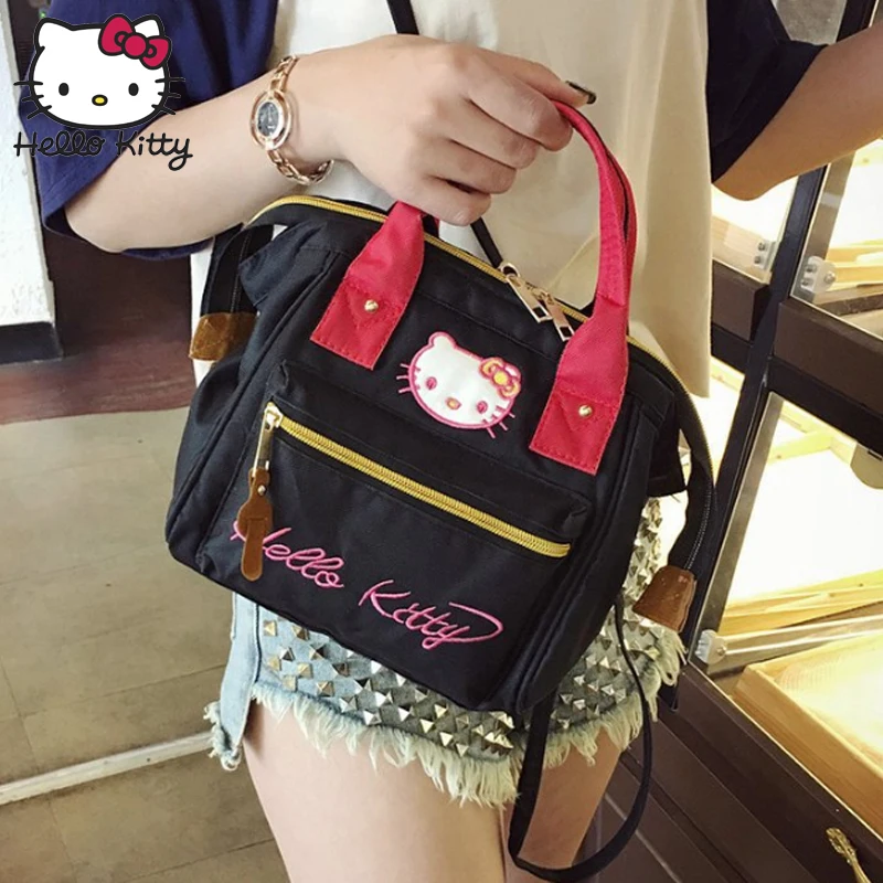

Hello Kitty Bag Fashion Shoulder Bag Backpacks Canvas Kawaii Girls Crossbody Schoolbag Cartoon Small Kids Plush Bags Children