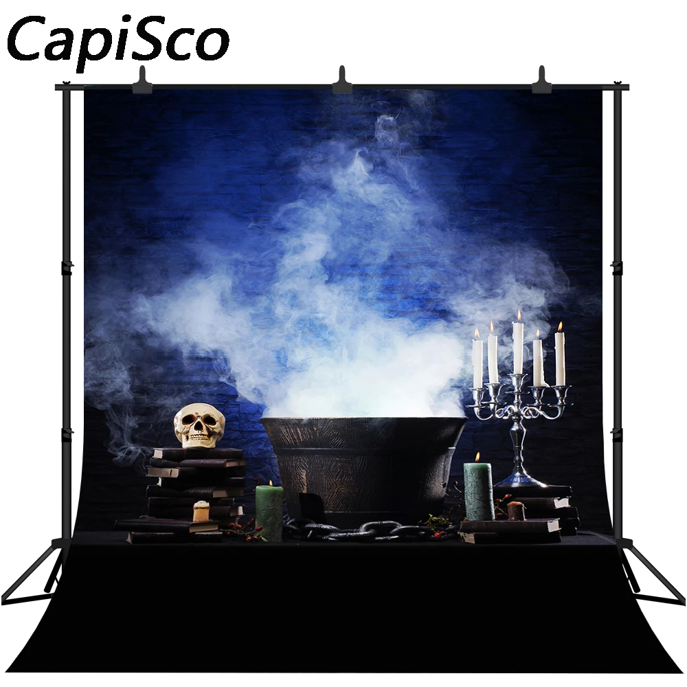 

Capisco Halloween Horror Night Photography Backdrop Magic Book Potions Candles Enchanted Skulls Background Photo Studio Prop