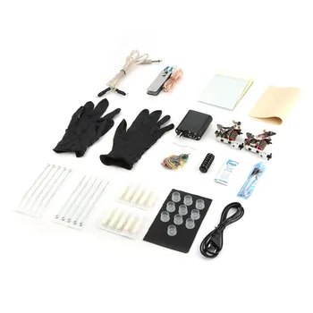 

Tattoo Complete Beginner Tattoo Kit 2 Pro Machine Inks Power Supply Needle Grips Tips Tatto Accessories Basic Set