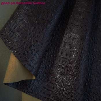 

Good 69*50cm1pc Brown Faux PU Leather Fabric Thick Bump Crocodile Pu Leather Fabric For Diy Bag Shoes Material Synthetic leather
