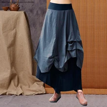 Женские свободные Асимметричные Длинные юбки Летняя Хлопчатобумажная льняная юбка плюс размер jupe longue falda vaquera