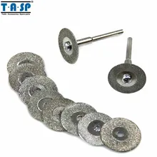 TASP 10 шт. 20 мм Алмазное покрытие режущий диск лезвия колеса Набор роторный инструмент Аксессуары с 3,2 мм хвостовиком MMD001A3