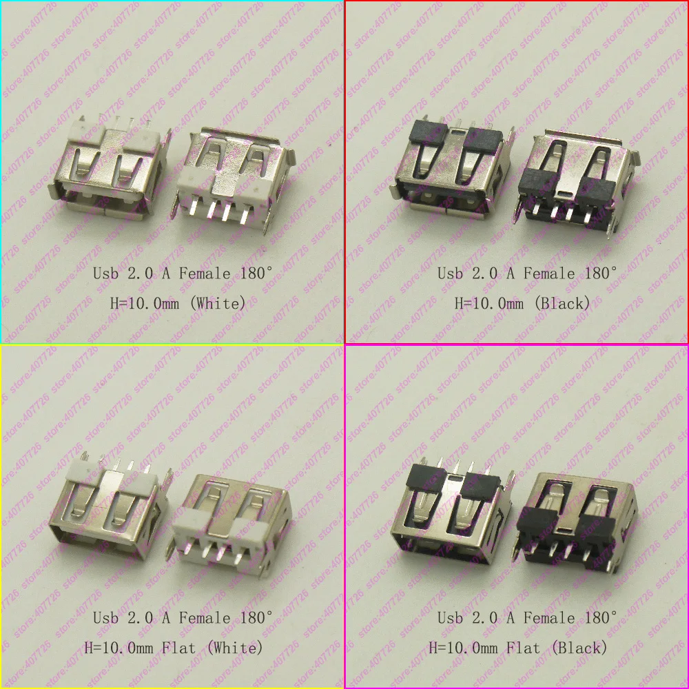 10 шт. (короткий корпус) гнездовой разъем USB 2 0 A 180 градусов H = мм Изогнутый