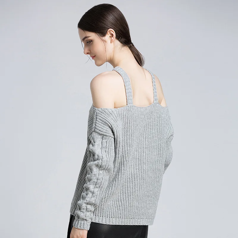 Pullover Feminino 2018 Autumn Long Sleeve Women Sweaters Sexy Cold Shoulder Knitted Sweater Casual Loose Winter Top jumper S-XL Sweaters